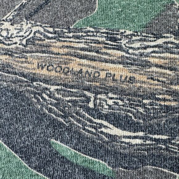VTG USA PK Clothing Co Mossy Oak Mock Neck Shirt L Woodland Plus Camo Hunting - Picture 5 of 15